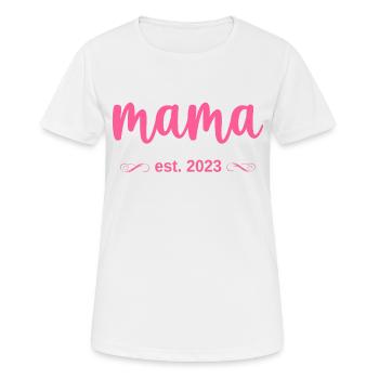 mama est. 2023 - Frauen T-Shirt atmungsaktiv - Weiß - Vorne - AI Model Female 172 dark (172cm)