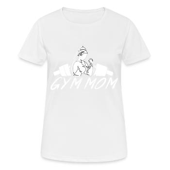 GYM TSHIRT FÜR FRAUEN, GYM MOM - Frauen T-Shirt atmungsaktiv - Weiß - Vorne - AI Model Female 172 dark (172cm)