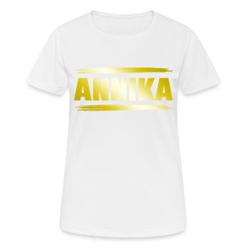 Annika - Frauen T-Shirt atmungsaktiv - Weiß - Vorne - AI Model Female 172 dark (172cm)