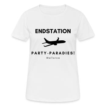 Mallorca: Endstation Party-Paradies! Flugzeug - Frauen T-Shirt atmungsaktiv - Weiß - Vorne - AI Model Female 172 dark (172cm)