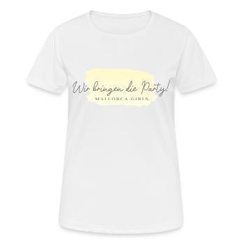 Wir bringen die Party!-Mallorca Girls - Frauen T-Shirt atmungsaktiv - Weiß - Vorne - AI Model Female 172 dark (172cm)