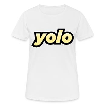 Yolo Trendy Words Typography, Modern Slang Sayings - Women's Breathable T-Shirt - white - Front - AI Model Female 172 dark (172cm)