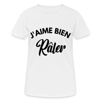 j'aime bien râler - T-shirt respirant Femme - blanc - Devant - AI Model Female 172 dark (172cm)