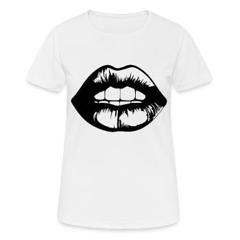 Lips, mouth, kissing lips - Women's Breathable T-Shirt - white - Front - AI Model Female 172 dark (172cm)