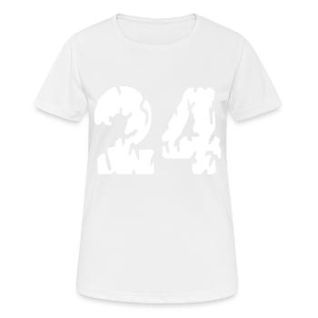 24 Zahl Trikot - Frauen T-Shirt atmungsaktiv - Weiß - Vorne - AI Model Female 172 dark (172cm)