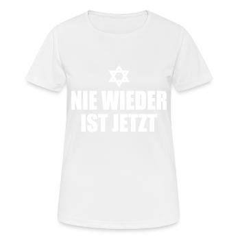 Nie wieder ist jetzt - Frauen T-Shirt atmungsaktiv - Weiß - Vorne - AI Model Female 172 dark (172cm)