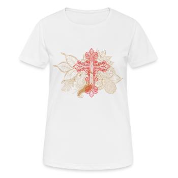 Kreuz - Frauen T-Shirt atmungsaktiv - Weiß - Vorne - AI Model Female 172 dark (172cm)