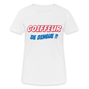 COIFFEUR de dingue !!! - T-shirt respirant Femme - blanc - Devant - AI Model Female 172 dark (172cm)