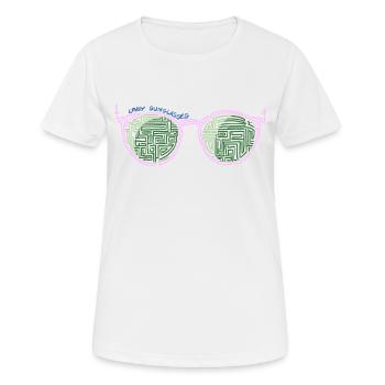Laby lunettes de soleil 2 - T-shirt respirant Femme - blanc - Devant - AI Model Female 172 dark (172cm)