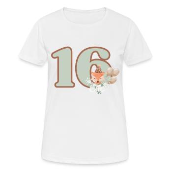 16e anniversaire renard fleurs - T-shirt respirant Femme - blanc - Devant - AI Model Female 172 dark (172cm)