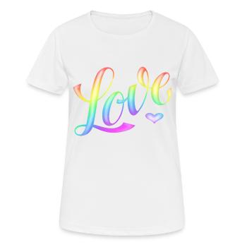 Love - Regenbogen -Desingned by KissingLetters - Frauen T-Shirt atmungsaktiv - Weiß - Vorne - AI Model Female 172 dark (172cm)