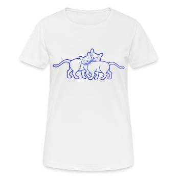 2 Glückliche Katzen Pärchen Freunde Schmusen Paar - Frauen T-Shirt atmungsaktiv - Weiß - Vorne - AI Model Female 172 dark (172cm)