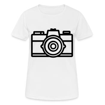 Kamera - Frauen T-Shirt atmungsaktiv - Weiß - Vorne - AI Model Female 172 dark (172cm)