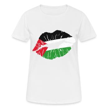 Kiss (Palestine / Palestine) - T-shirt respirant Femme - blanc - Devant - AI Model Female 172 dark (172cm)
