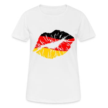 Fußball Deutschland 2020 Europameister WM Fan Kuss - Frauen T-Shirt atmungsaktiv - Weiß - Vorne - AI Model Female 172 dark (172cm)