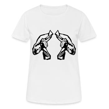 chemise costume dechire corps super homme - T-shirt respirant Femme - blanc - Devant - AI Model Female 172 dark (172cm)