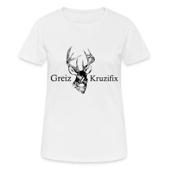 Trachten T-Shirt Greiz Crucifix. - T-shirt respirant Femme - blanc - Devant - AI Model Female 172 dark (172cm)
