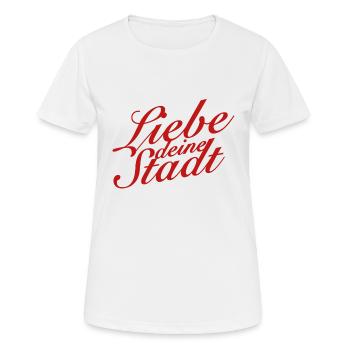 Liebe deine Stadt (Kölner Veedel) - Frauen T-Shirt atmungsaktiv - Weiß - Vorne - AI Model Female 172 dark (172cm)