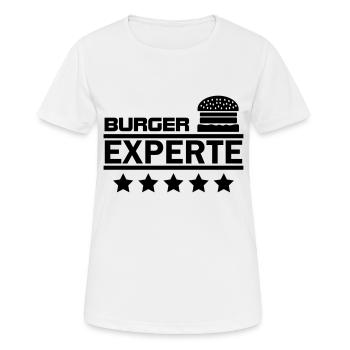 burger experte - Frauen T-Shirt atmungsaktiv - Weiß - Vorne - AI Model Female 172 dark (172cm)