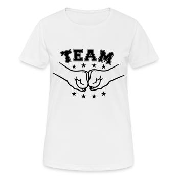 Team Freunde Faeuste - Frauen T-Shirt atmungsaktiv - Weiß - Vorne - AI Model Female 172 dark (172cm)