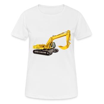 Excavatrice jaune, pelle rétrocaveuse, industrie - T-shirt respirant Femme - blanc - Devant - AI Model Female 172 dark (172cm)