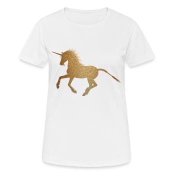 Licorne, or, paillettes - T-shirt respirant Femme - blanc - Devant - AI Model Female 172 dark (172cm)