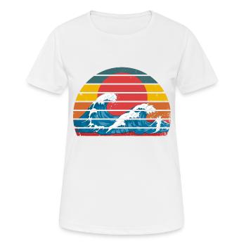 La grande vague au large de Kanagawa retro - T-shirt respirant Femme - blanc - Devant - AI Model Female 172 dark (172cm)