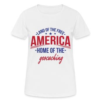 Amérique pays libre, pays du géocaching USA - T-shirt respirant Femme - blanc - Devant - AI Model Female 172 dark (172cm)