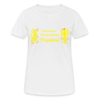 Vogtland autonom Bergrepublik Löwe Greif Sachsen - Frauen T-Shirt atmungsaktiv - Weiß - Vorne - AI Model Female 172 dark (172cm)