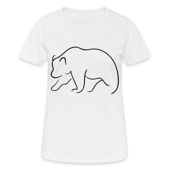 Bär Line Art - Wallstreet Minimalistisch - Frauen T-Shirt atmungsaktiv - Weiß - Vorne - AI Model Female 172 dark (172cm)