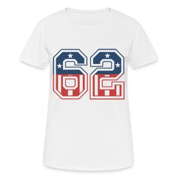 Nummer 62 USA - Frauen T-Shirt atmungsaktiv - Weiß - Vorne - AI Model Female 172 dark (172cm)