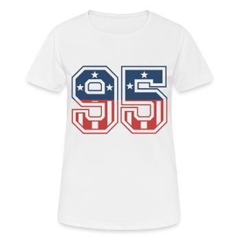 Nummer 95 USA - Frauen T-Shirt atmungsaktiv - Weiß - Vorne - AI Model Female 172 dark (172cm)