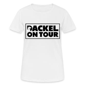 Dackel on tour - Frauen T-Shirt atmungsaktiv - Weiß - Vorne - AI Model Female 172 dark (172cm)