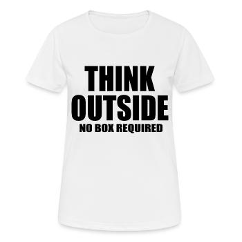 pensez en dehors de la boîte citation de randonnée - T-shirt respirant Femme - blanc - Devant - AI Model Female 172 dark (172cm)