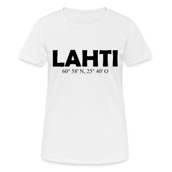 Lahti - Finland - Coordinates Longitude Latitude - Frauen T-Shirt atmungsaktiv - Weiß - Vorne - AI Model Female 172 dark (172cm)