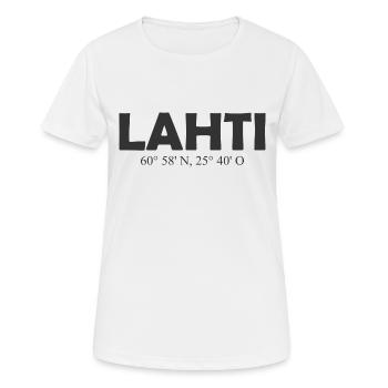 Lahti - Finland - Coordinates - Longitude Latitude - Women's Breathable T-Shirt - white - Front - AI Model Female 172 dark (172cm)