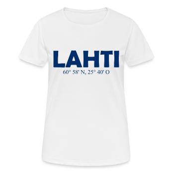 Lahti - Finlande - Coordonnées - Longitude Latitude - T-shirt respirant Femme - blanc - Devant - AI Model Female 172 dark (172cm)