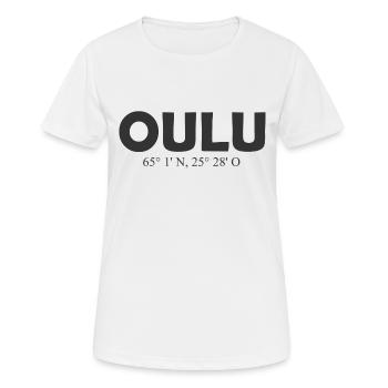 Oulu - Finland - Coordinates - Longitude Latitude - Frauen T-Shirt atmungsaktiv - Weiß - Vorne - AI Model Female 172 dark (172cm)