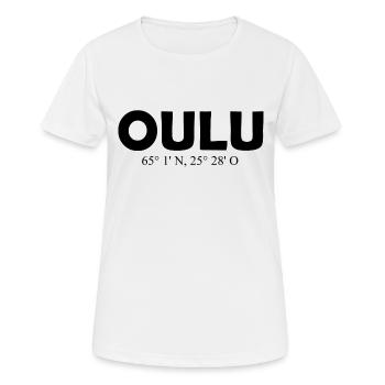 Oulu - Finland - Coordinates - Longitude Latitude - Frauen T-Shirt atmungsaktiv - Weiß - Vorne - AI Model Female 172 dark (172cm)