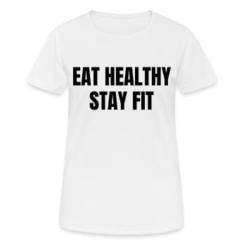 Gesund Essen Fitness - Frauen T-Shirt atmungsaktiv - Weiß - Vorne - AI Model Female 172 dark (172cm)