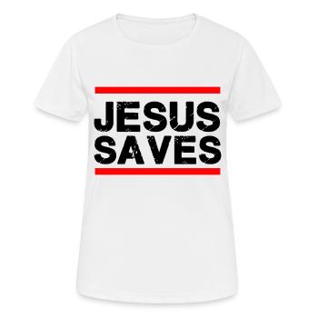 Jesus Saves - Women's Breathable T-Shirt - white - Front - AI Model Female 172 dark (172cm)
