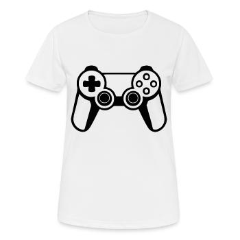 Manette de jeu de jeux vidéo - T-shirt respirant Femme - blanc - Devant - AI Model Female 172 dark (172cm)
