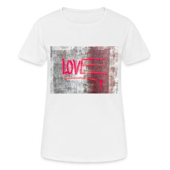 LOVE painted on rusty panel - Women's Breathable T-Shirt - white - Front - AI Model Female 172 dark (172cm)