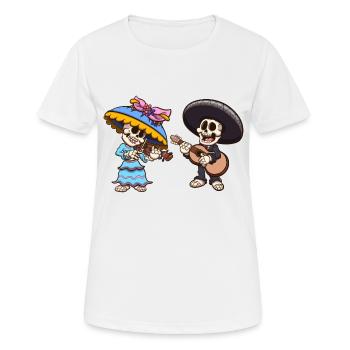 Squelettes Mexicains Mariachi Et Catrina - T-shirt respirant Femme - blanc - Devant - AI Model Female 172 dark (172cm)