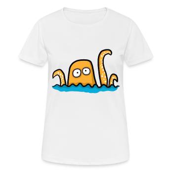 funny giant octopus - Women's Breathable T-Shirt - white - Front - AI Model Female 172 dark (172cm)