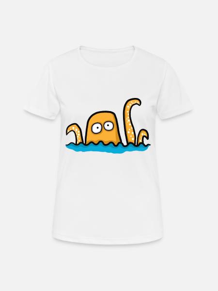 funny giant octopus - Women's Breathable T-Shirt - white