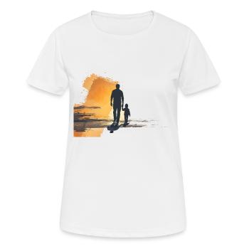 Père et enfant main dans la main en tant que sillhuette - T-shirt respirant Femme - blanc - Devant - AI Model Female 172 dark (172cm)