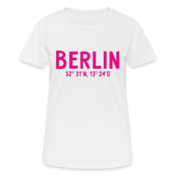 Berlin Koordinaten - Berliner Bär - Frauen T-Shirt atmungsaktiv - Weiß - Vorne - AI Model Female 172 dark (172cm)
