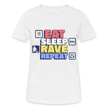 Mangez, dormez, rave Répétez la vie de fête - T-shirt respirant Femme - blanc - Devant - AI Model Female 172 dark (172cm)