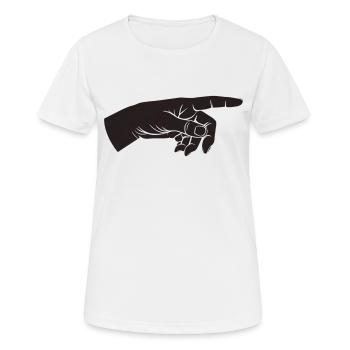 Zeigefinger, Hand, Da lang, Zeiger, Du bist - Frauen T-Shirt atmungsaktiv - Weiß - Vorne - AI Model Female 172 dark (172cm)